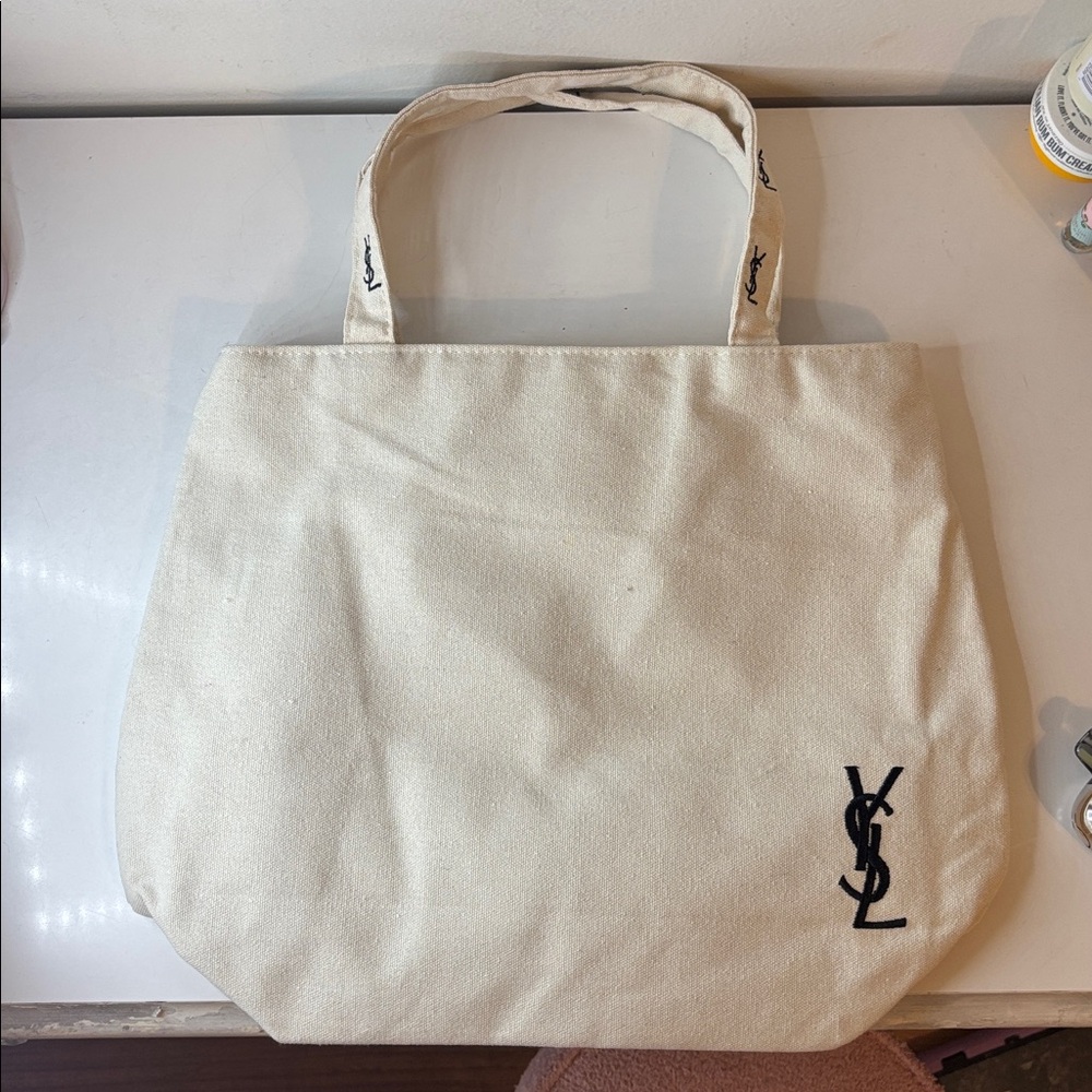 YSL Cream Canvas Tote Bag- GWP